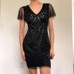 Beaded Mesh Bodycon Dress